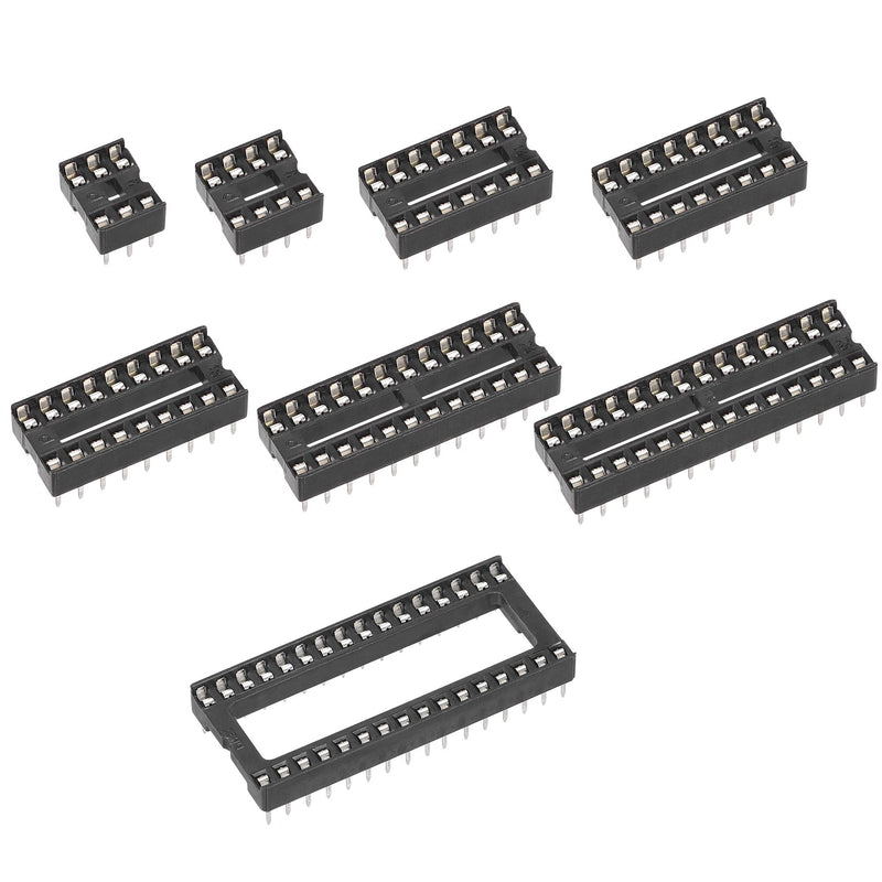[Australia - AusPower] - uxcell DIP IC Chip Socket Adaptor 2.54mm Pitch Dual Row Flat Pins Soldering Chip Connector Set 6,8,14,16,18,24,28,32 Pins Black 