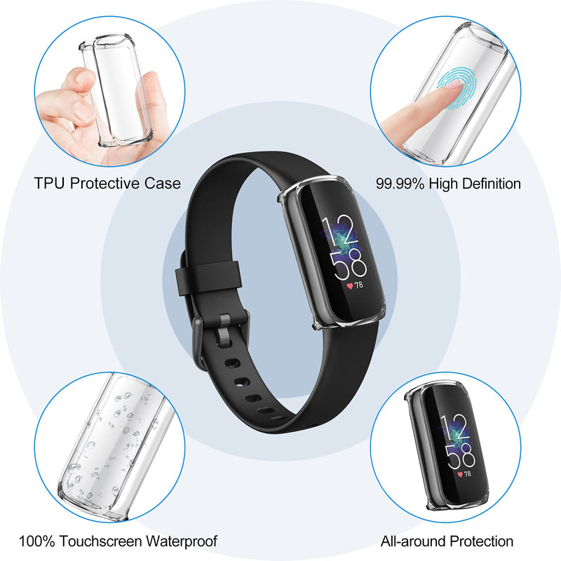 [Australia - AusPower] - NANW 3-Pack Screen Protector Case Compatible with Fitbit Luxe, Soft TPU Plated Bumper Full Cover Protective Cases for Luxe Smartwatch [Scratch-Proof](Clear/Clear/Clear) Clear/Clear/Clear 