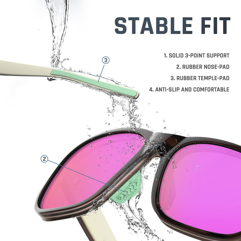 [Australia - AusPower] - TOREGE Sports Polarized Sunglasses for Men Women Glasses Cycling Running Fishing Boating Trekking Beach Glasses TR67 Brown-tortoise&light Blue&pink Purple Lens 