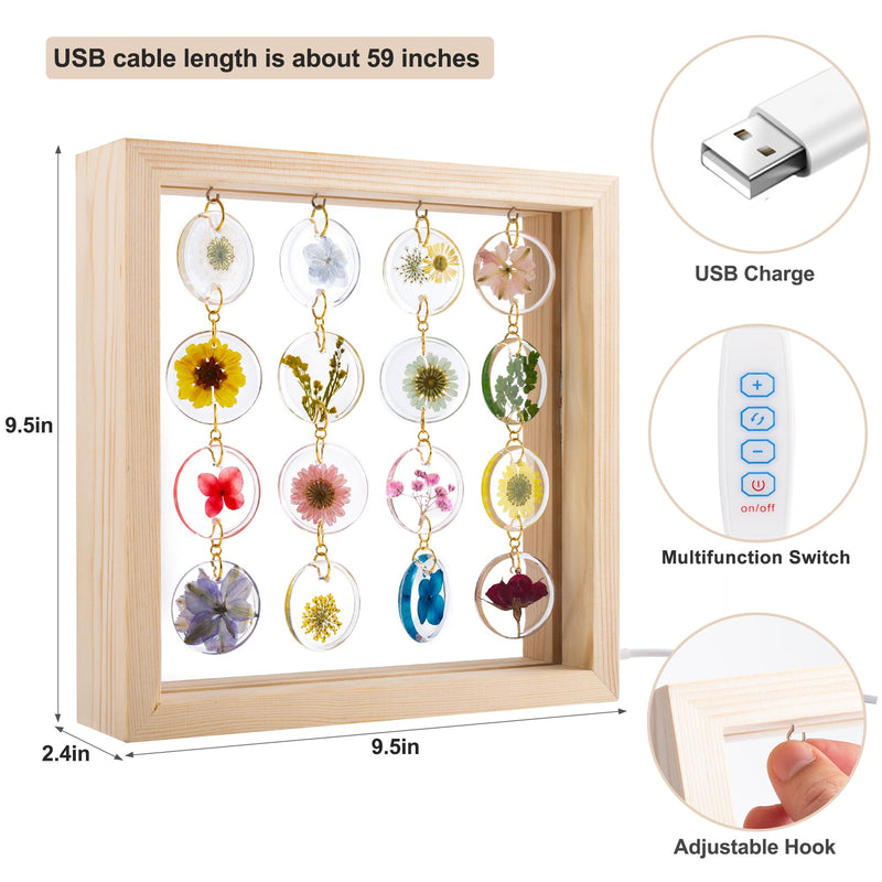 [Australia - AusPower] - SMUK Handmade Dried Flower LED Desk Lamp, 3 Way Dimmable Cute Pressed Flower Bedside Lamp with Wooden Frame for Desk, Table, Bedroom, Living Room, Office, Aesthetic Cute Table Lamp 