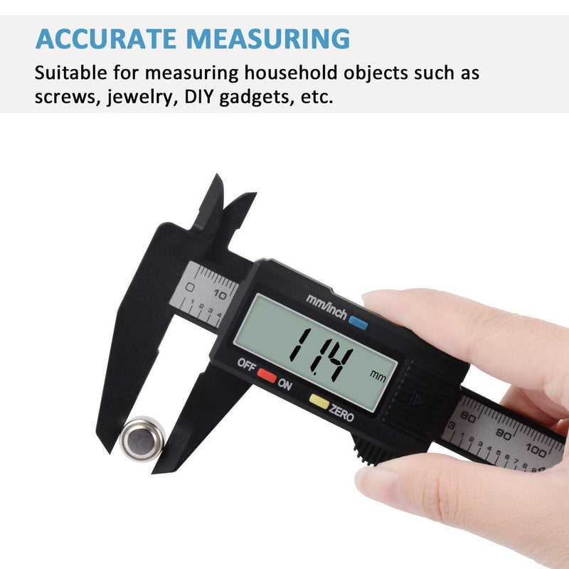 [Australia - AusPower] - Digital Caliper, Adoric 0-6" Calipers Measuring Tool - Electronic Micrometer Caliper with Large LCD Screen, Auto-Off Feature, Inch and Millimeter Conversion 6" Black 