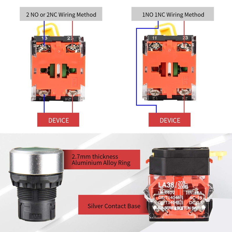 [Australia - AusPower] - APIELE 22mm 2 Position Selector Switch 10A 440V Push Button Switch Maintained (Pack of 2) 