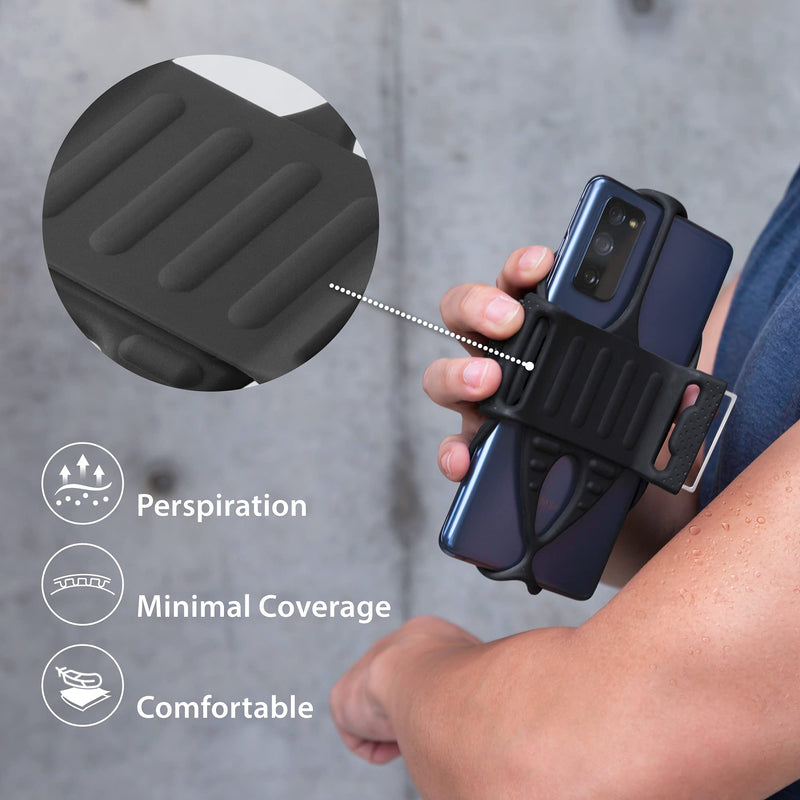 [Australia - AusPower] - Bone Run Tie 2 (2nd Gen) Phone Holder for Running Armband Universal Cell Phone Holder, Fits Phone Size 4.7-7.2 Inches for iPhone 13 12 11 Pro Max XS XR X Samsung Galaxy ( Black/ Arm 9.8-15.7") Arm Size 9.8-14 inches / 25-35.5 cm 