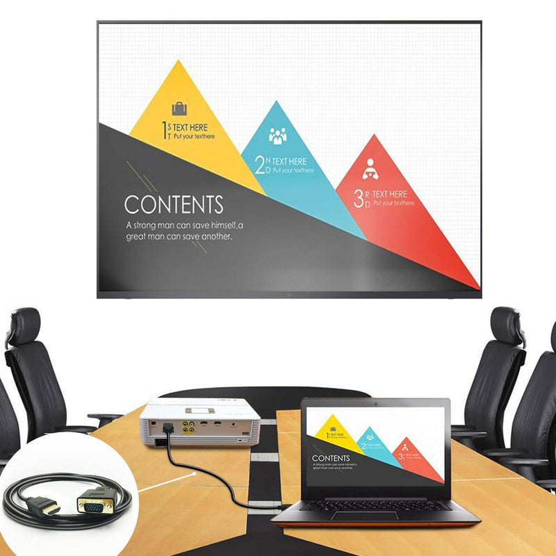 [Australia - AusPower] - PeoTRIOL HDMI to VGA Cable, 1080P HDMI Male to VGA Male M/M Video Converter Cord VGA Adapter Compatible w/ HDMI Desktop, Laptop, DVD to 15 Pin D-SUB VGA HDTV Monitor Projector - 6Feet 6 Feet 