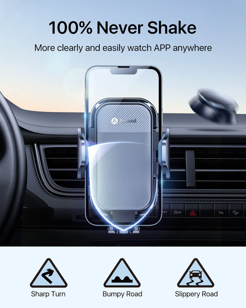 [Australia - AusPower] - andobil Car Phone Holder (2023 Newest) [Full Protection, Firmly Grip & Never Slip] Air Vent Cell Phone Mount Car, Ultra Stable, Easy Used, Compatible with iPhone 13 14 12 Pro Max Android Samsung S23 Grey 