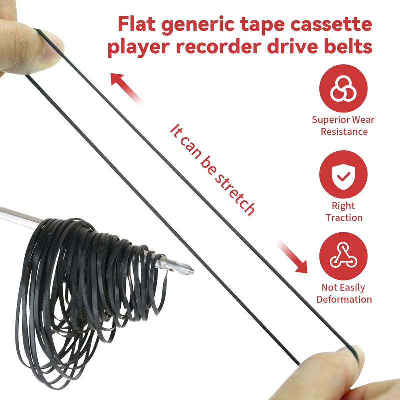 [Australia - AusPower] - Recorder Rubber Belts - Cassette Recorder Repair Maintenance Mix Flat Cassette Tape Machine Rubber Belts 40-135MM (50PCS) (Width 3MM) Width 3MM 