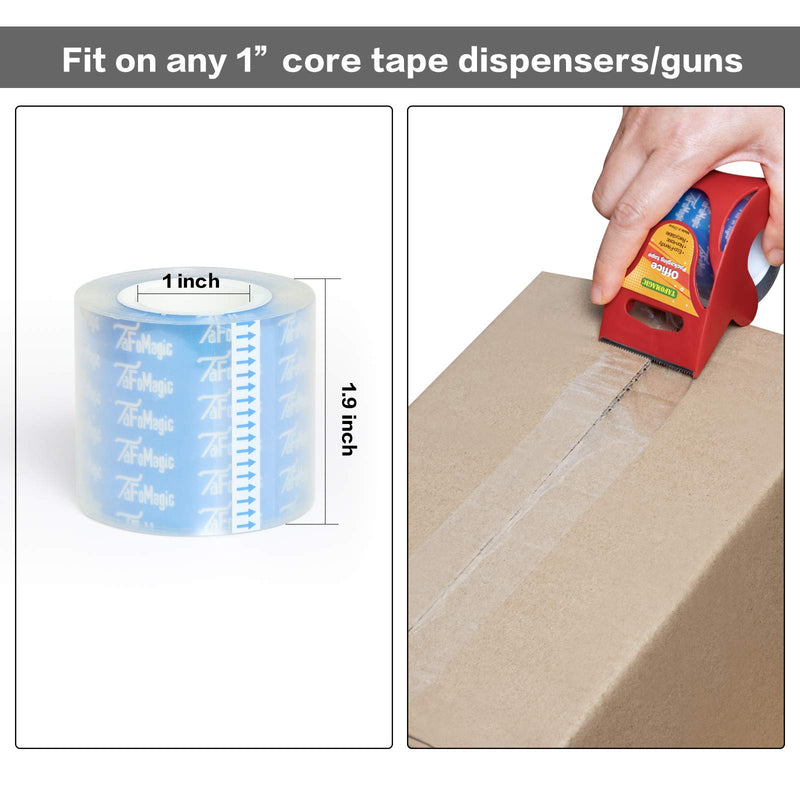 [Australia - AusPower] - TAFOMAGIC Packing Tape with Dispenser Clear Noiseless Packaging Tape for Shipping Moving Strong Sealing Adhesive Industrial Depot Tapes for Storage 1.9 inch x 33 Yards 1” Core 3 Pack 