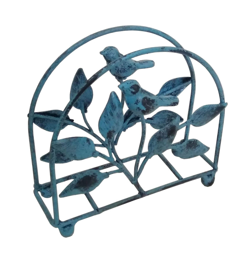 [Australia - AusPower] - Cast Iron Bird & Tree Classic Napkin Holder/Tabletop Freestanding Tissue Dispenser, Turquoise 