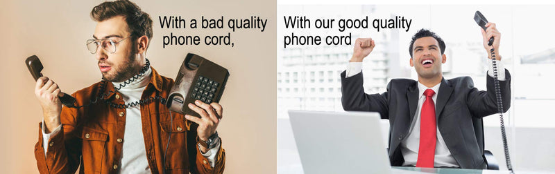 [Australia - AusPower] - Telephone Cord, Phone Cord,Handset Cord, Black, 2 Pack, Universally Compatible 