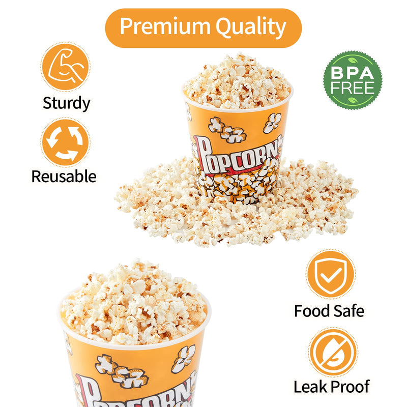 [Australia - AusPower] - Plastic Popcorn Containers Retro Style Reusable Popcorn Buckets for Movie Night 7.1”x7.1”x5.1” - 2 Pack 