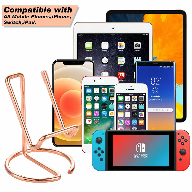 [Australia - AusPower] - Cell Phone Stand for Desk,Cute Metal Rose Gold Cell Phone Stand Holder Desk Accessories,Compatible with All Mobile Phones,iPhone,Switch,iPad 1 
