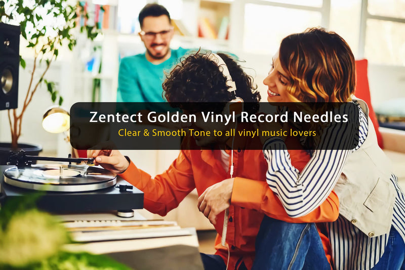 [Australia - AusPower] - Record Player Needle - ZenTect Upgraded Golden Needles with Dimond Stylus Replacement for LP Vinyl Record Player Phonograph (Pack of 4) 