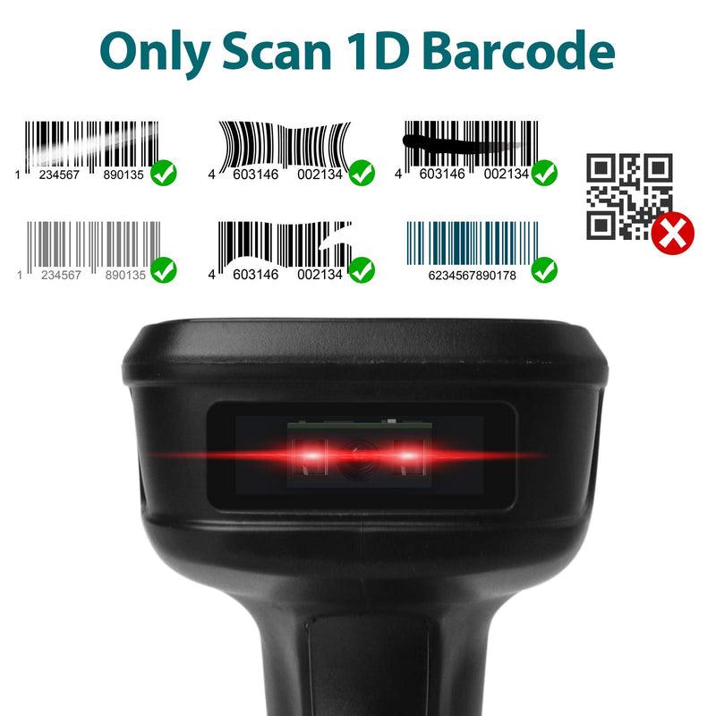 [Australia - AusPower] - Sumicor Barcode Scanner Wireless & Wired 1D Handheld Cordless Scanner, Rechargeable 1D Barcode Reader USB Handheld Bar Code Scanner for Store, Supermarket, Warehouse 