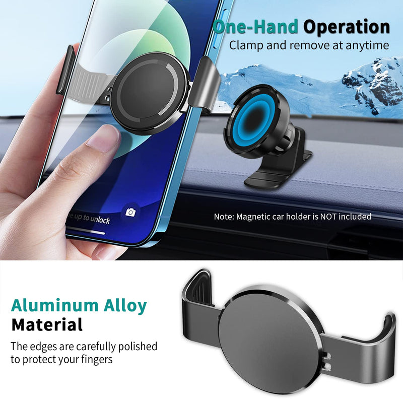 [Australia - AusPower] - Metal Phone Clamp for Magnetic Car Mount [Clip & Remove at Anytime] Metal Phone Clip for All Magnet Car Holder Cell Phone Magnetic Plate Compatible with iPhone 13 Pro Max, Samsung S21 and More -Black Black 