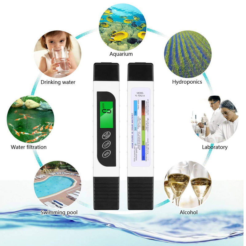 [Australia - AusPower] - TDS Meter Digital Water Tester, KINCREA 3-in-1 TDS, EC & Temperature Meter with Case, 0-9999 ppm, Professional Water Quality Tester for Drinking Water, Aquarium and More JR021 portable 