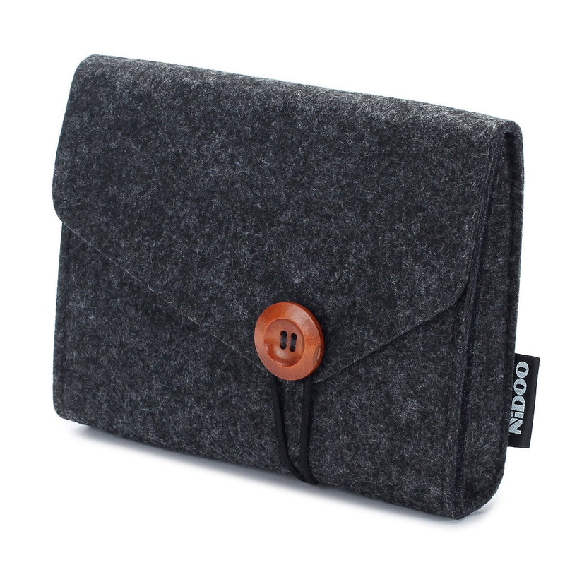 [Australia - AusPower] - NIDOO Portable Felt Storage Bag, Electronics Accessories Protective Case Pouch for MacBook Power Adapter, Mouse, Cellphone, Cables, SSD, HDD, Power Bank, Portable External Hard Drive, Dark Gray 