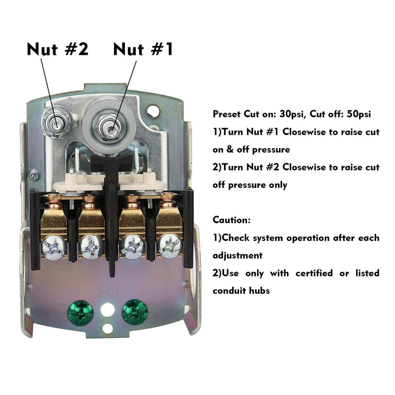[Australia - AusPower] - Solimeta Air-Pump Pressure Switch 30-50 psi Pressure Setting, Pressure Switch for Water Pump, Well Pressure Switch, Pump Pressure Switch 