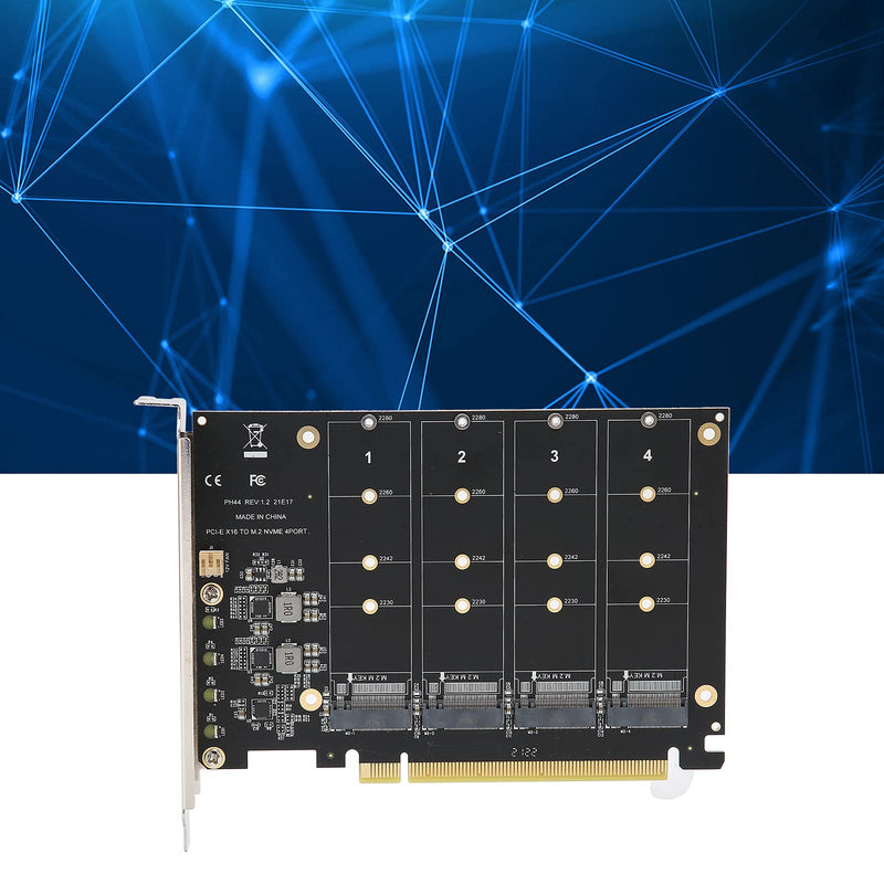 [Australia - AusPower] - M.2 NVME SSD to PCIe 4.0 Adapter Card, 4 Port M.2 NVMe to PCIE x16 Expansion Card for M Key NVMe SSD, 4 x 32Gbps Full‑Speed(ph44) ph44 