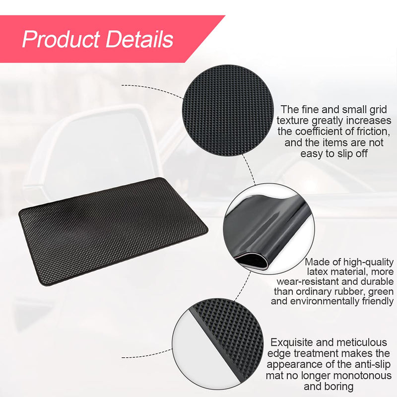 [Australia - AusPower] - Car Dashboard Anti-Slip Rubber Pad, 10.6 x 5.9 Universal Non-Slip Car Magic Dashboard Sticky Adhesive Mat for Phones Sunglasses Keys Electronic Devices and More Use (Black/Grid) Black/Grid 