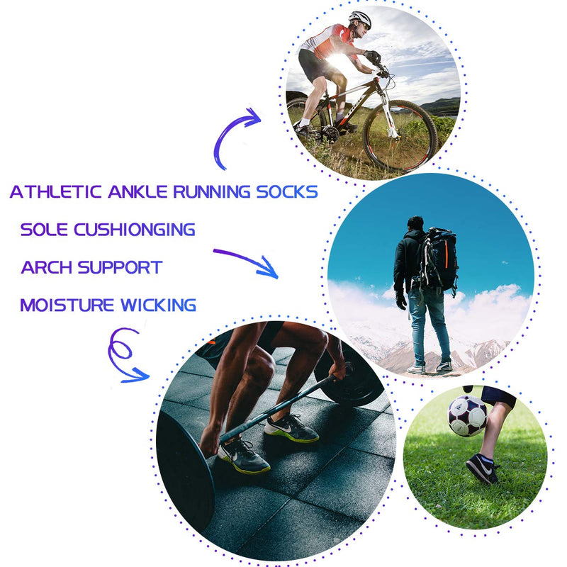 [Australia - AusPower] - COOVAN 10 Pairs Mens Ankle Socks Men 10 Pack Low Cut Comfort Cushion Casual Socks 10 Pack-black Large 