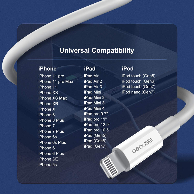 [Australia - AusPower] - [3 Pack]Apple Chargers for iPhone 12 11 Charger Cable 10 ft,[Apple MFi Certified]Apple Charging Cord 10ft Lightning to USB Cable 10 Foot, Fast Phone Charging Cord for iPhone 12 Pro Max/11/10/X/XR/8/7 White 3 