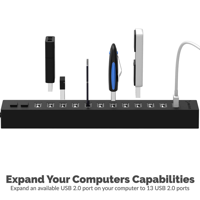 [Australia - AusPower] - SABRENT 13 Port High Speed USB 2.0 Hub with Power Adapter and 2 Control Switches (HB-U14P) 13-Port 