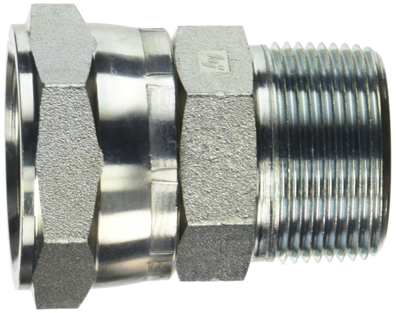 [Australia - AusPower] - Brennan Industries 6505-20-20 Steel Straight Tube Fitting, 1-1/4"-11-1/2 NPTF x 1-5/8"-12 SAE Thread, 1-1/4" Male NPTF x 1-1/4" Female JIC Swivel 