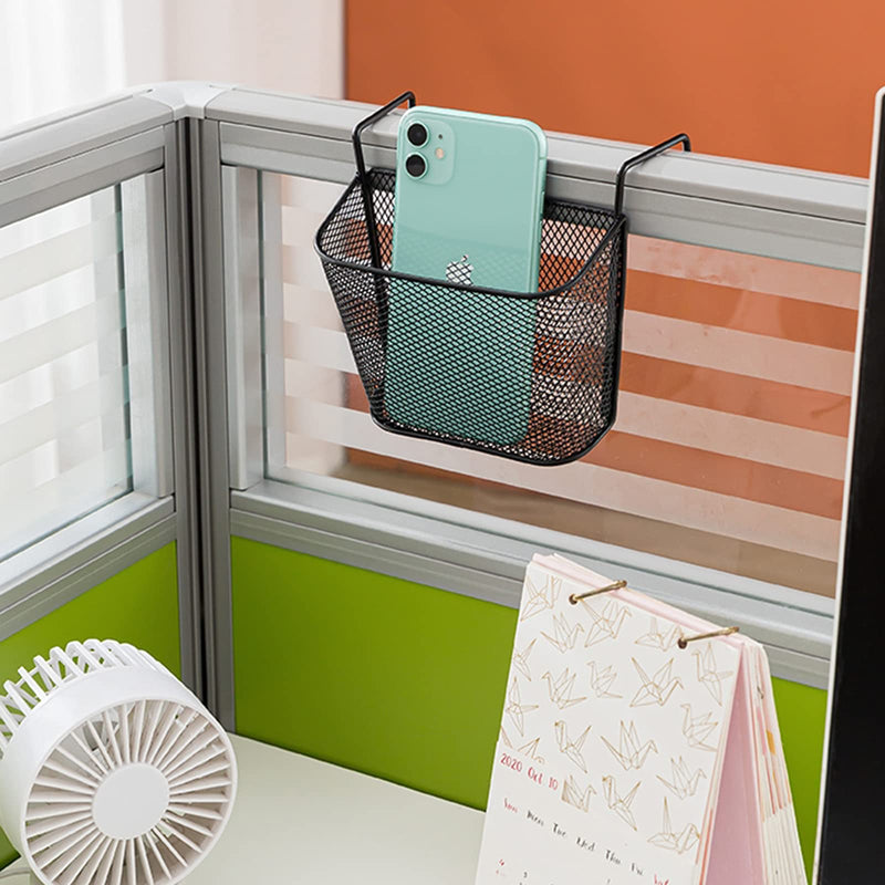 [Australia - AusPower] - Chris.W 2Pack Office Cubicle Accessories, Black Wire Mesh Hanging Pen Organizer Pencil Holder for Cubicle Partition Home Office, Markers, Glue, Stapler, Memo, Remote Controller Storage Baskets (Black) 