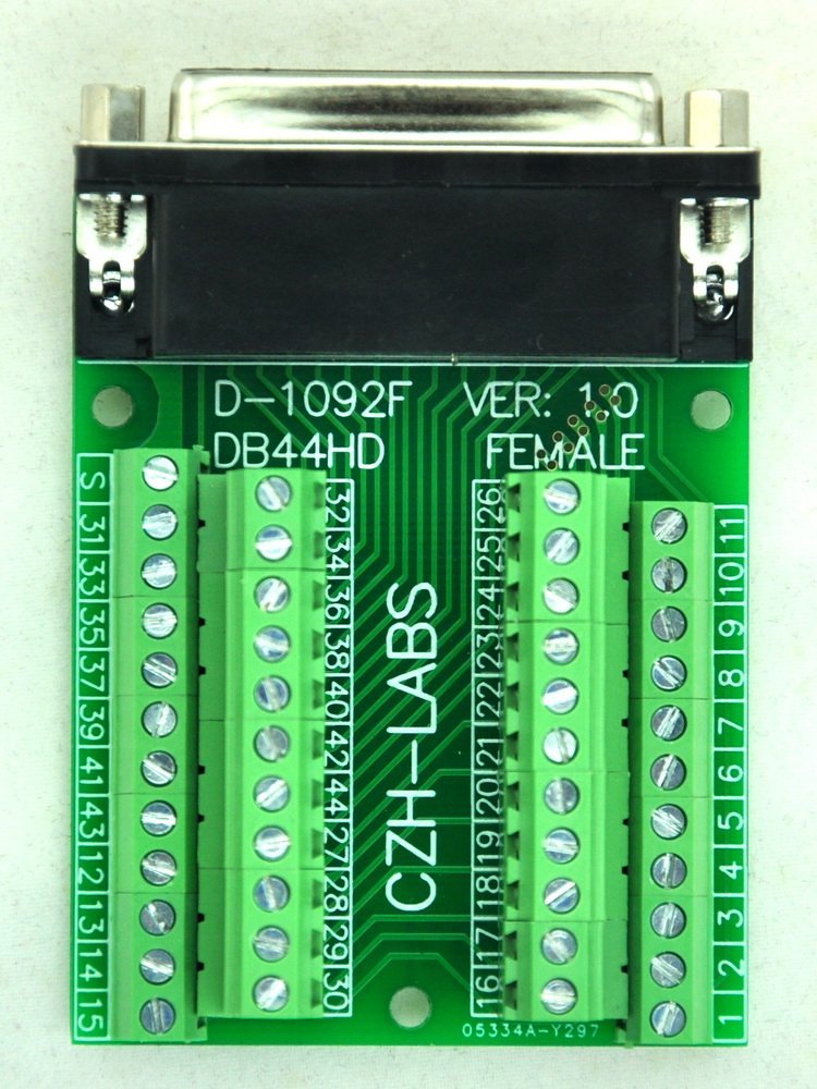 [Australia - AusPower] - Electronics-Salon Slim Right Angle D'SUB DB44HD Female Header Breakout Board Module, Terminal Block DSUB Connector. 