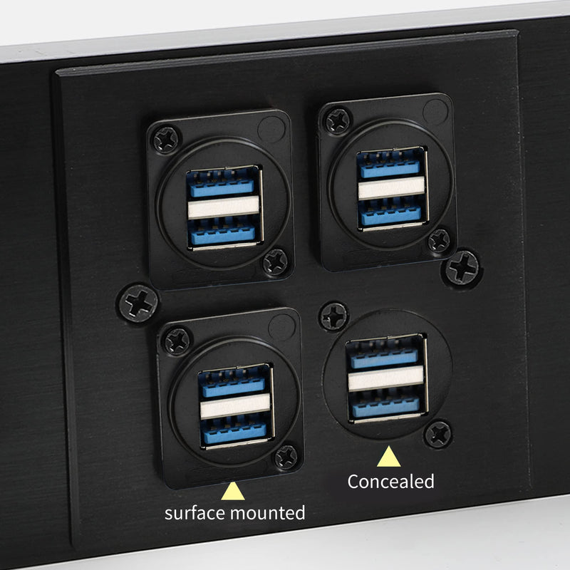 [Australia - AusPower] - QIANRENON Dual USB 3.0 D Panel Mount Solderless Connector, USB 3.0 Female to Female Coupler Socket Panel Mount Pass Through Adapter，Fixed Panel Front and Rear Straight USB Extender 