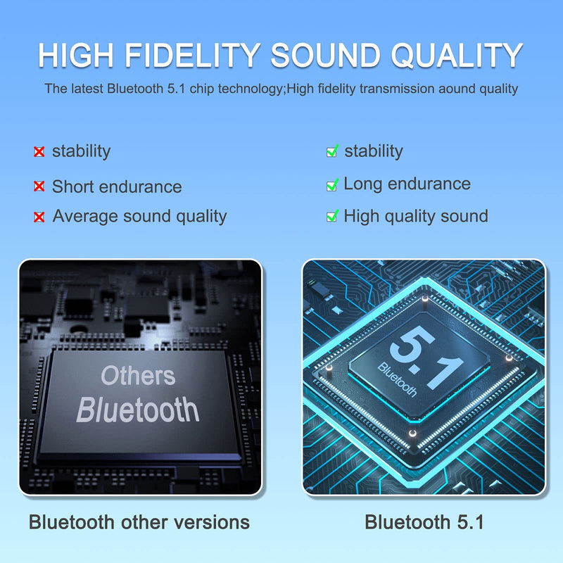 [Australia - AusPower] - Hsility Bluetooth Headset for Cell Phones 500Hrs Standby Time with LED Charging Case 270 Degrees Rotatable Mic Hands Free Touch Control and Bluetooth 5.1 Version 