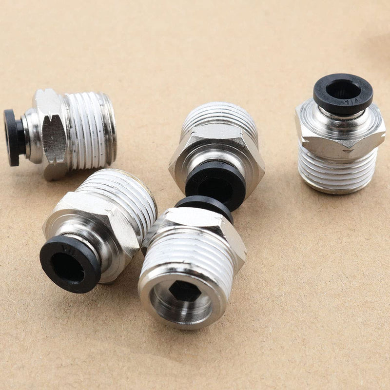 [Australia - AusPower] - Ruiwaer 5pcs 3/8 NPT Push to Connect Fittings 1/4 OD Tube Fittings Pneumatic Air Fittings Push In Fit Connector, Black 