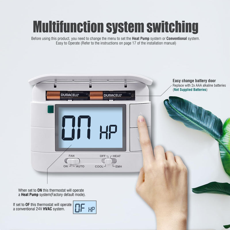 [Australia - AusPower] - Aowel AW721 Non-Programmable Heat Pump Thermostat and Conventional Thermostats for Home 2 Heat 1 Cool, with Display Indoor Temperature and Humidity 