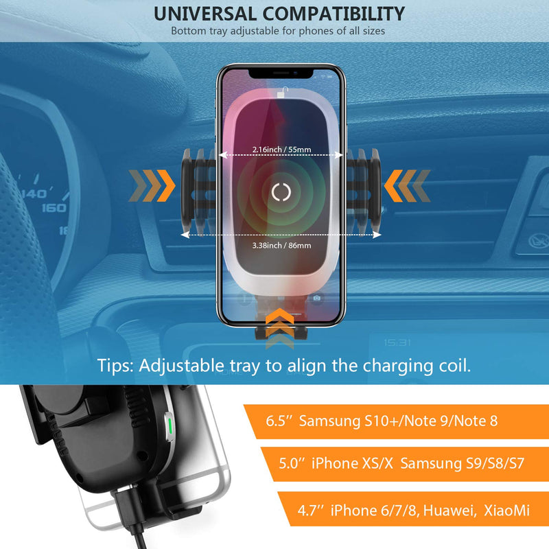 [Australia - AusPower] - Cup Holder Phone Mount Charger, Wireless Car Charger Gooseneck Charging Cell Phone Holder Compatible with iPhone 13 Pro Max 12 Pro 11 Pro Max XS Max Samsung Galaxy S21+ S20 S10+ Note 20 S21 Ultra 