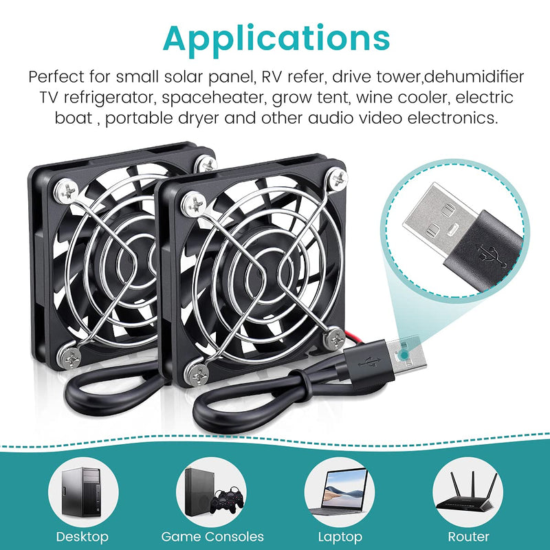 [Australia - AusPower] - 2 Packs Wathai 60mm x 10mm USB Fan 5V DC Brushless Cooling Fan 