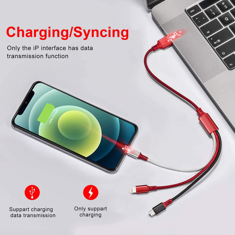 [Australia - AusPower] - 3-in-1 Multi USB Charging Cable 3A, Charging Cable for IP/Micro-USB/Type-C Ports Compatible with Cell Phones/Tablets/Samsung Galaxy/LG/Google Pixel/Huawei/HTC/OnePlus (1ft/35cm) 