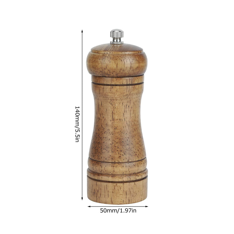 [Australia - AusPower] - 5in Wood Pepper Grinder, Adjustable Manual Spice Mill Oak Salt Shaker for Kitchen 5in 