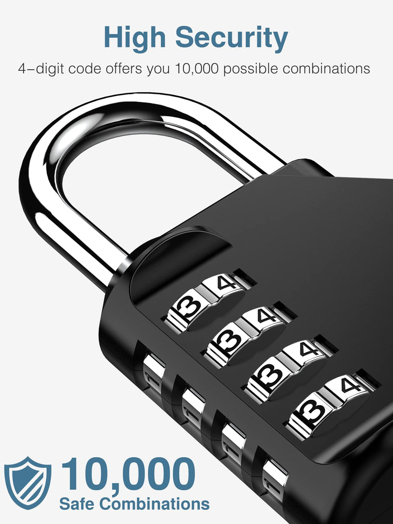 [Australia - AusPower] - Puroma 2 Pack Combination Lock 4 Digit Outdoor Waterproof Padlock for School Gym Locker, Sports Locker, Fence, Toolbox, Gate, Case, Hasp Storage (Black) Black 