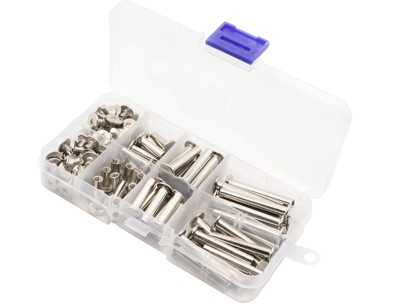 [Australia - AusPower] - LBY 120pcs Phillips Chicago Screws Binding Screw Posts,M5 x 10/15 /20/25 /30/35mm Book Screws,Binding Barrels and Screws Assortment Kit, for Leather Saddles Purses Belt Repair,Nickel-Plated M5 x 10/15 / 20 / 25 / 30 / 35mm 