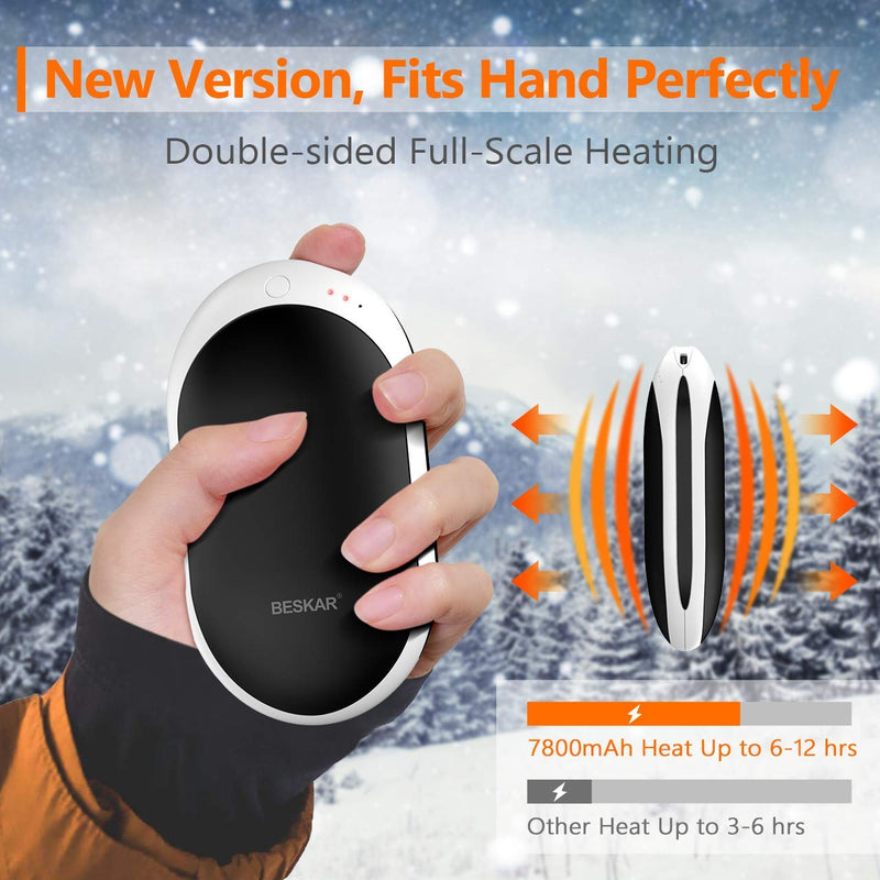[Australia - AusPower] - BESKAR Rechargeable Hand Warmer, 7800mAh Electric Handwarmers with 12Hrs Long Lasting Heating, Quick Charge and 3 Levels, Portable Pocket Hand Warmer & Power Bank for Outdoors, Camping, Golf, Raynauds 