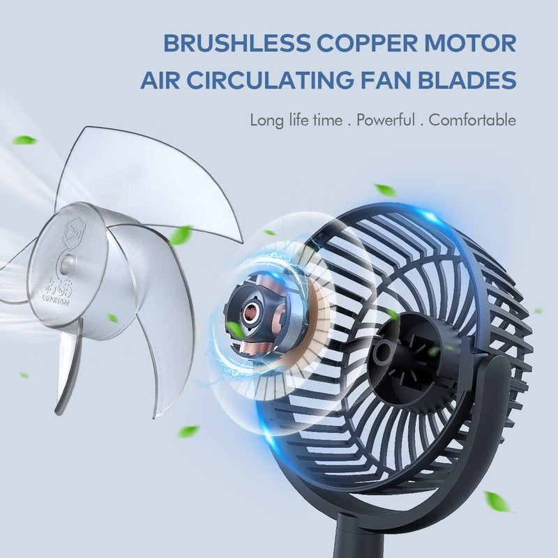 [Australia - AusPower] - Small Personal USB Powered Fan with 4 Speeds, Portable Desk Fans with 310° Rotation, Mini Powerful Table Fans, Ultra Quiet Air Cooling Fan for Office, Bedroom, Easy to Storage, Strong, Compact, Black 4" Black 