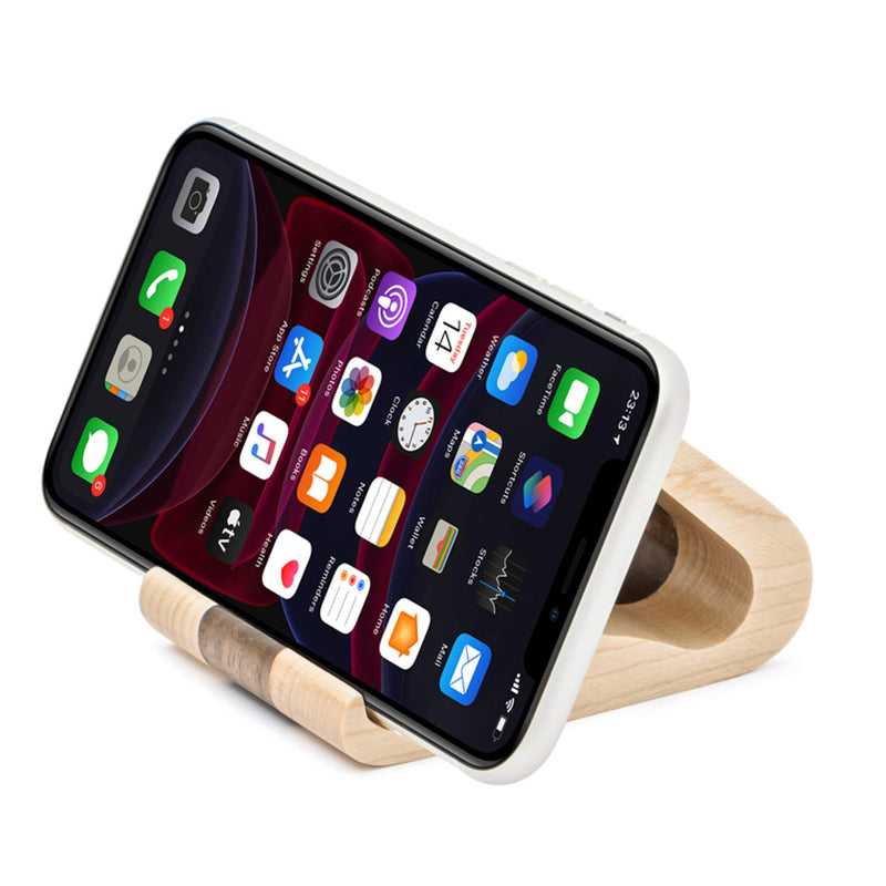 [Australia - AusPower] - Wooden Cell Phone Stand, MTWhirldy Stands for iPhone Universal Compatible with iPhone 11 Pro Max XS XR 8 Plus 7, Samsung Galaxy S20 S9 8 LG Moto Smartphone Facetime Holder for Desk (Maple and Walnut) 