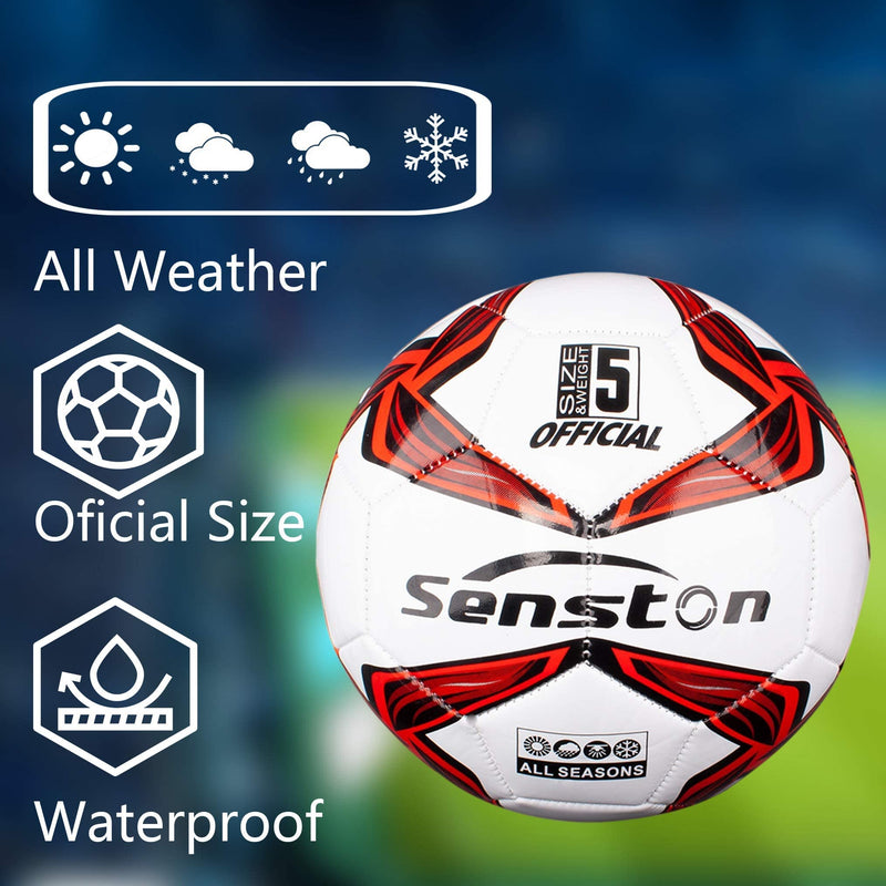 [Australia - AusPower] - Senston Soccer Ball Size 4,5 with Pump - Official Match Football Adults and Junior Kids Soccer Ball red Size 5 