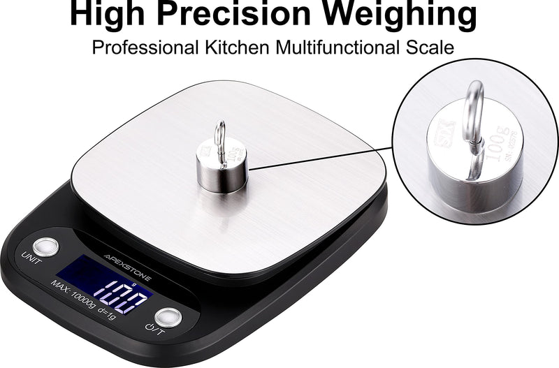 [Australia - AusPower] - Apexstone 22lb 10kg Digital Food Weight Scale with Grams and Oz,Digital Kitchen Scale for Baking,Kitchen,Food,Cooking(Batteries Included) 