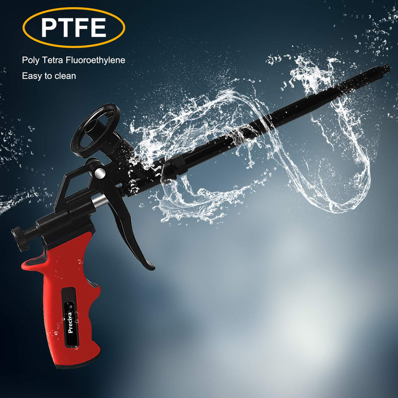 [Australia - AusPower] - Foam Gun, Preciva Professional Foaming Gun Heavy Duty PU Expanding Foam Gun Caulking Gun Spray Application Applicator for Caulking, Filling, Sealing, Home and Office Use Red 