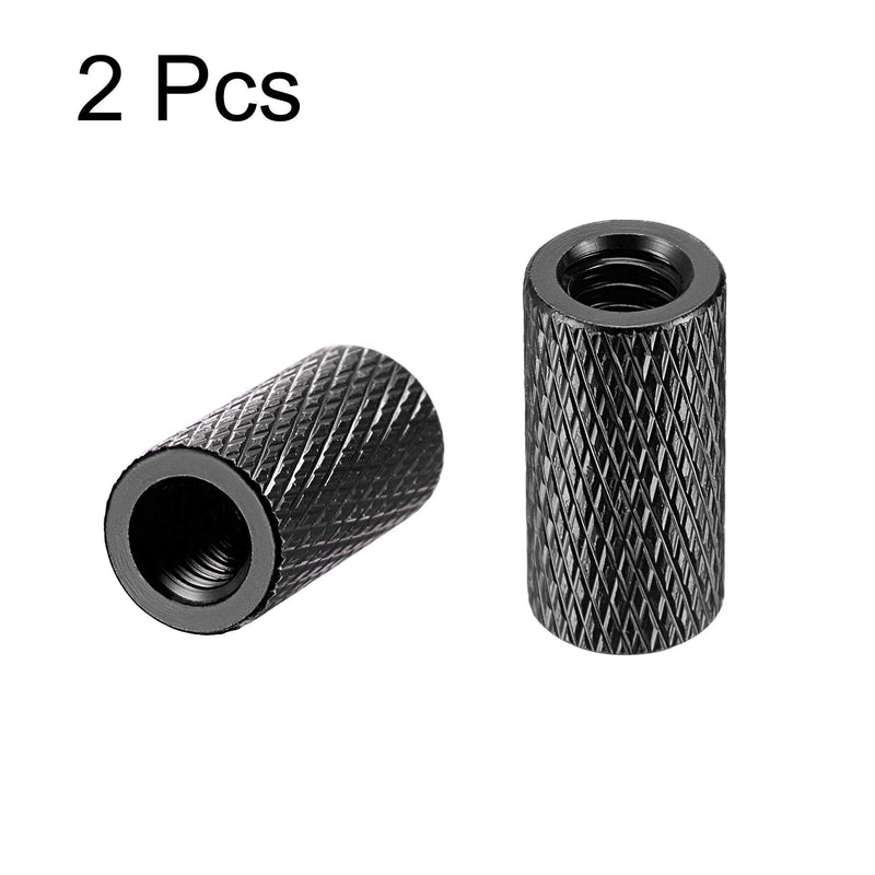 [Australia - AusPower] - uxcell 1/4-20 x 10mm x 20mm Aluminum Alloy Hand Screw Nuts Diamond Knurl Knurled Camera Tripod Pass Hole Nut Black 2pcs 