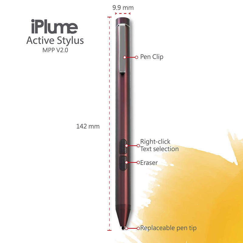 [Australia - AusPower] - iPlume Stylus, MPP V2.0 for Surface Series and MPP Enabled Devices on Description, Not Compatible with Chrome OS Maroon red 