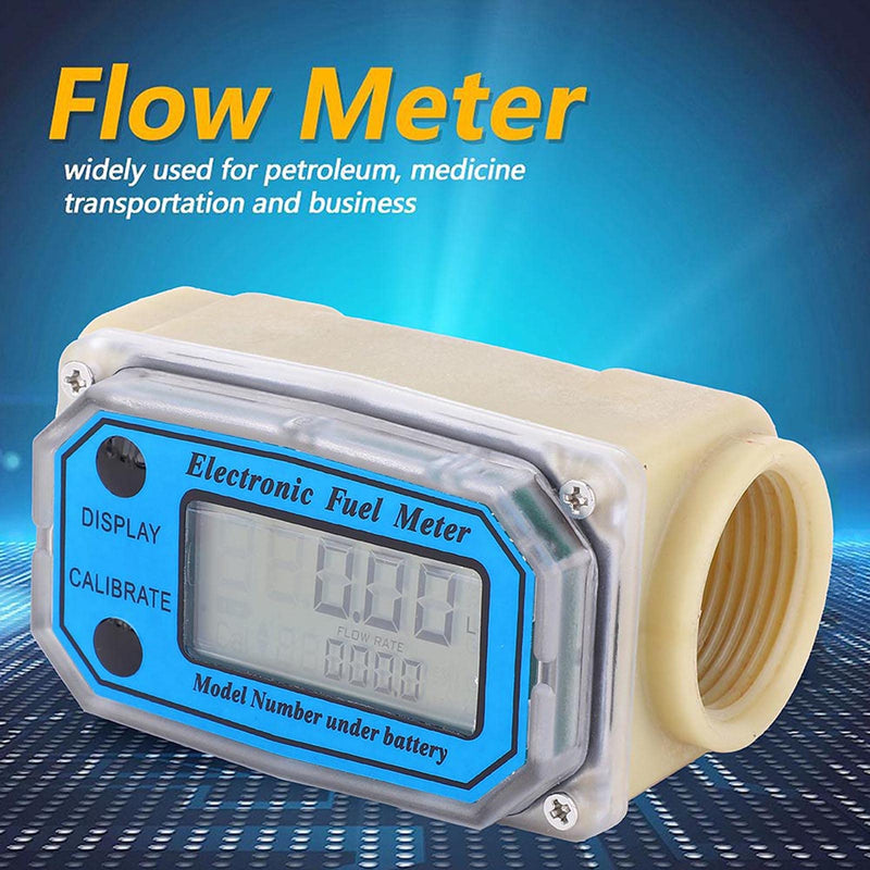 [Australia - AusPower] - Mini Digital Turbine Flowmeter, Diesel Fuel Flow Meter, High Accuracy 15-120L/min 1" NPT Flowmeter for Measuring Diesel, Urea, Kerosene, Gasoline 