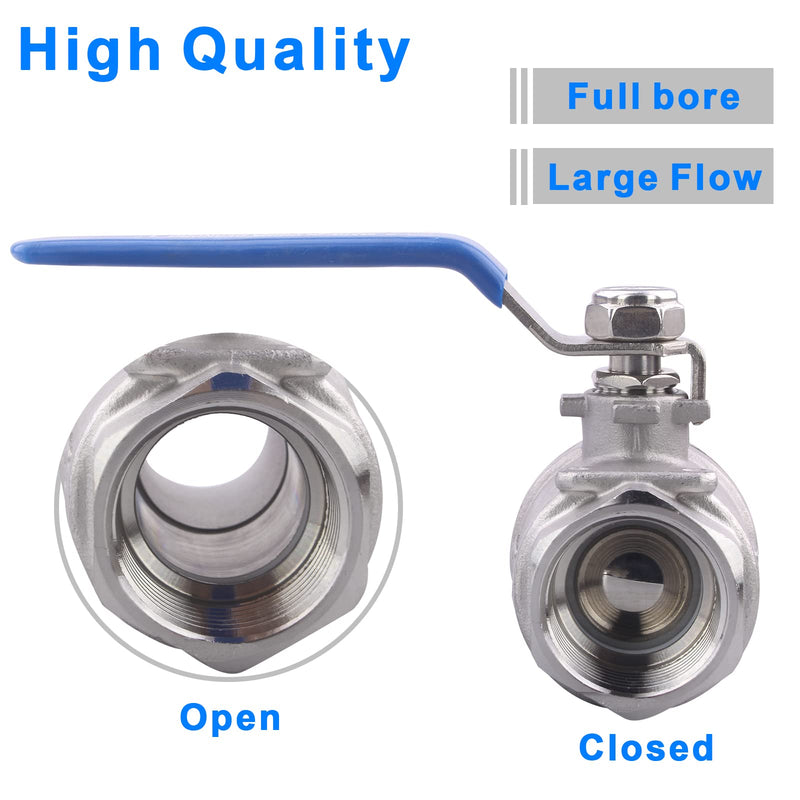 [Australia - AusPower] - DERNORD Full Port Ball Valve 1/2 Inch - Male x Female Stainless Steel 304 Heavy Duty for Water, Oil, and Gas,1000WOG (1/2 Inch NPT) 1/2 Inch NPT 