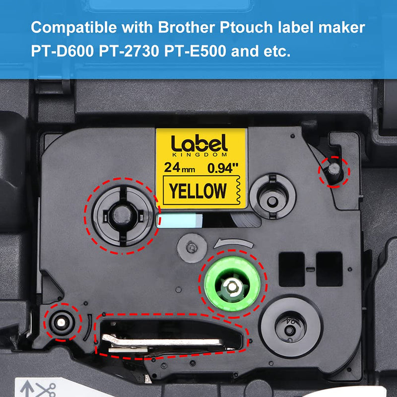 [Australia - AusPower] - Label KINGDOM Compatible Yellow Label Tape Replacement for Brother TZe-651 TZ-651 (Black on Yellow) Laminated P Touch Label Maker Tape, for PT-D600 PT-D600VP Label Maker, 24mm 0.94 Inch, 3-Pack 24mm(1 inch) 